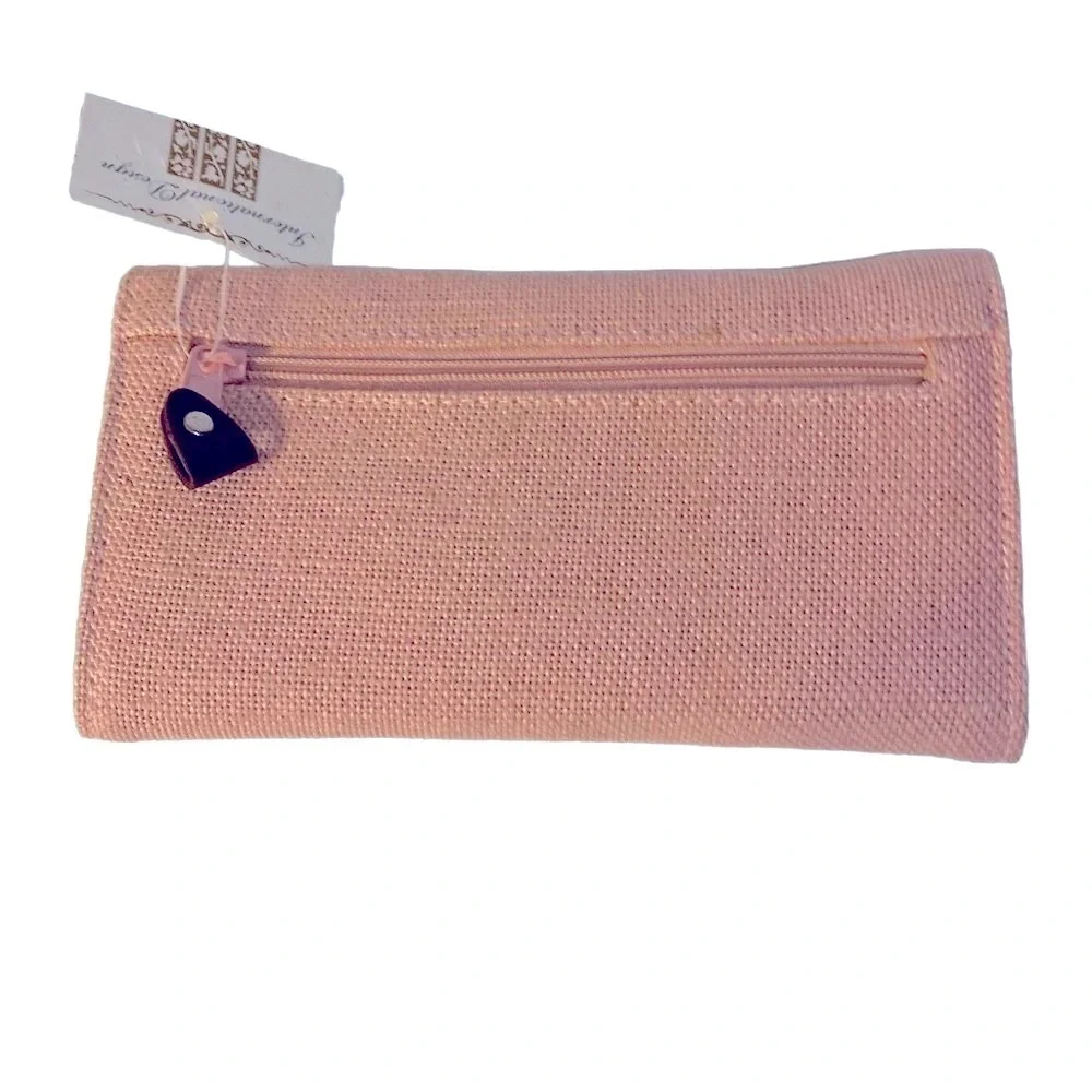 TR Bentley Pink Canvas Weave‎ Wallet, Multi Compartment Organizer for Cards
